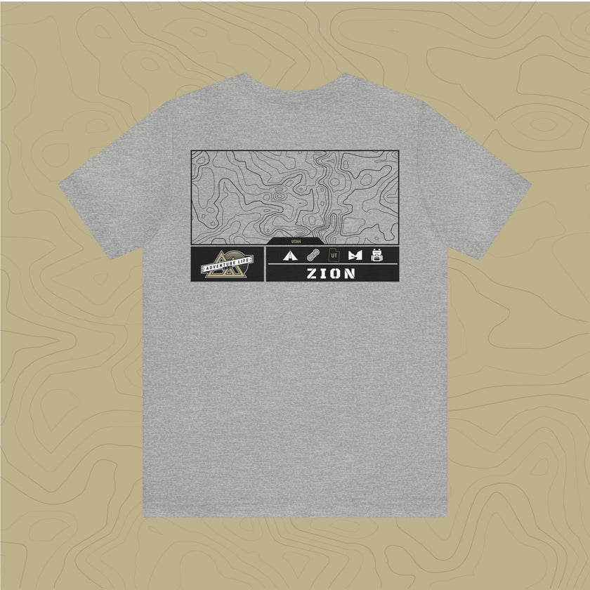 Zion National Park - Adventure Life Trail Topographic Garment Dyed Tee