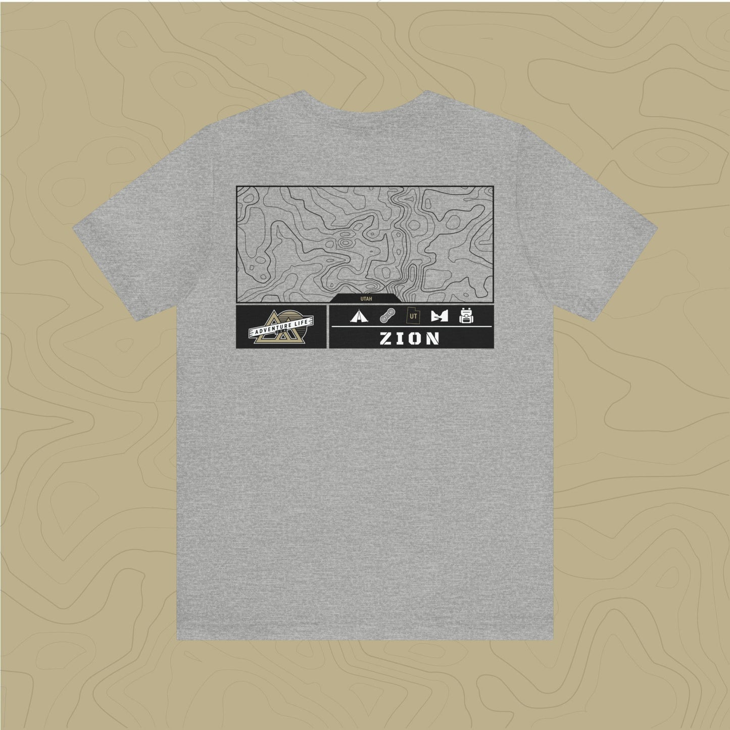 Zion National Park - Adventure Life Trail Topographic Garment Dyed Tee