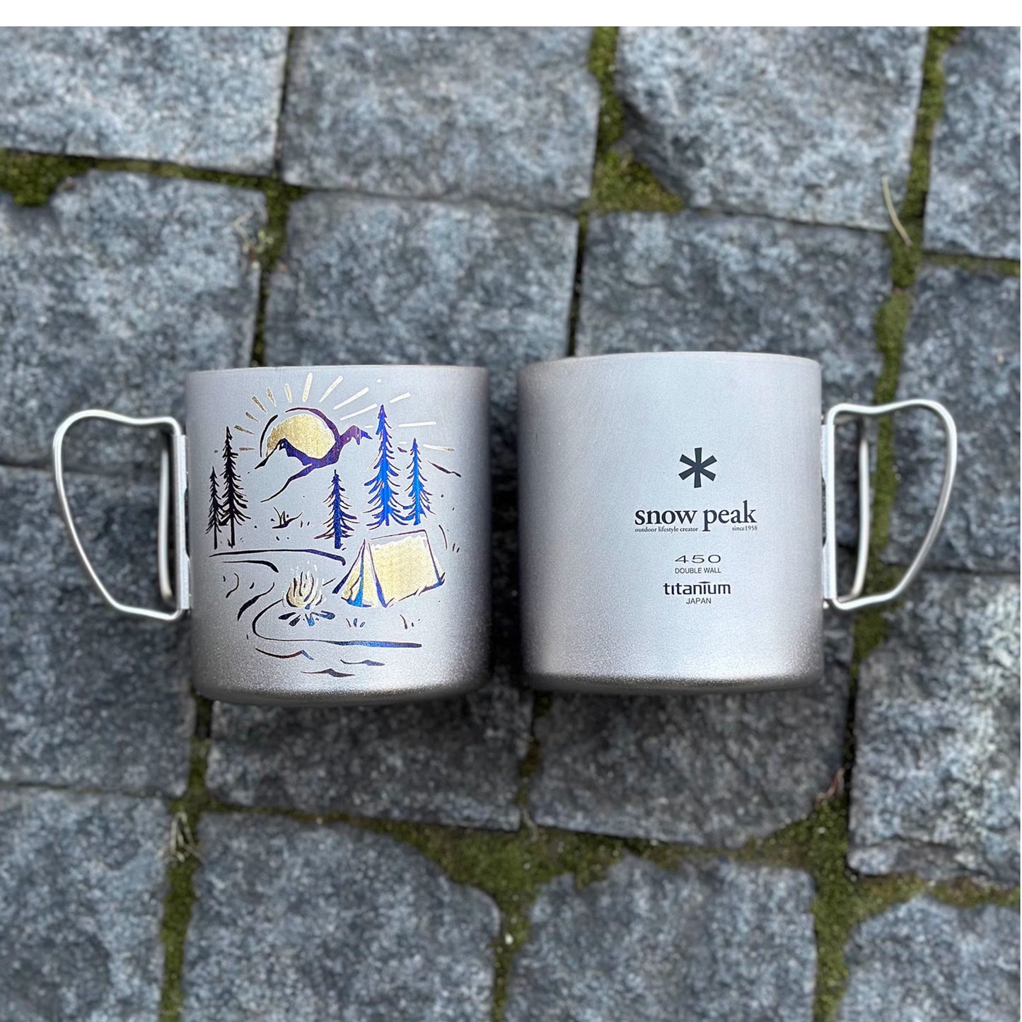 Snow Peak Ti Cup Engraved & Anodized Art Handcrafted