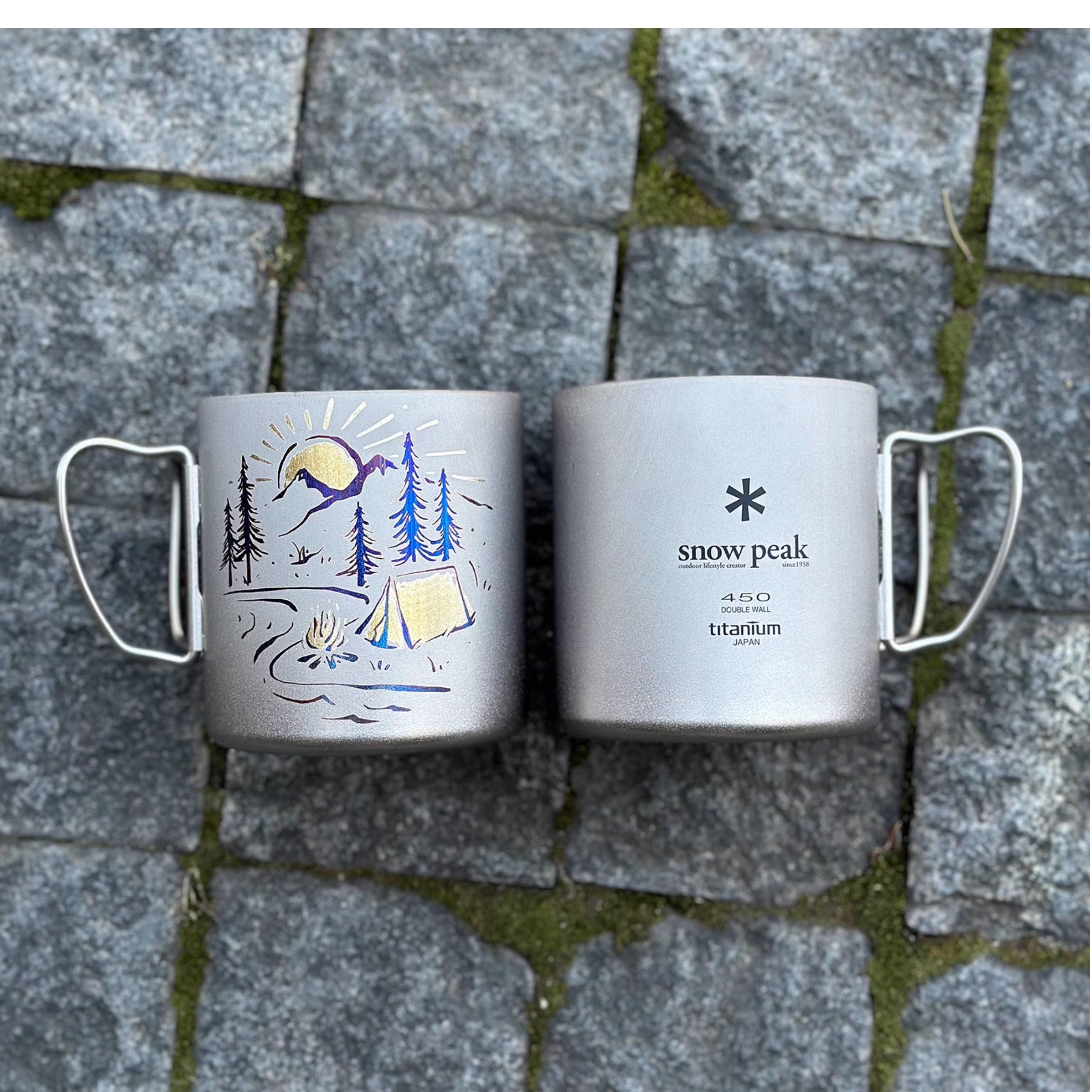 Snow Peak Ti Cup Engraved & Anodized Art Handcrafted