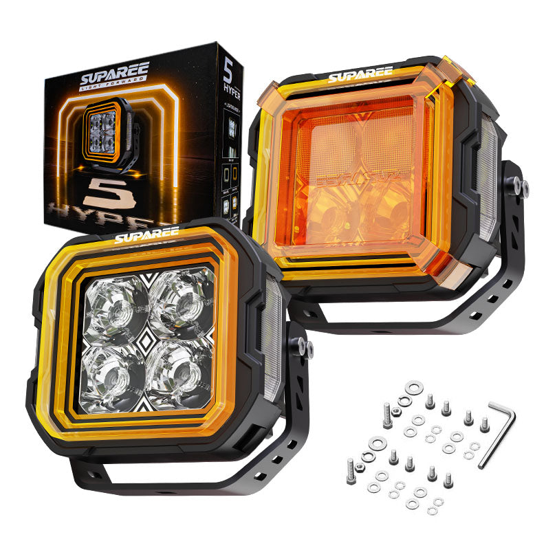 Suparee Hyper 5" LED Pod Lights w/ A-Pillar Brackets