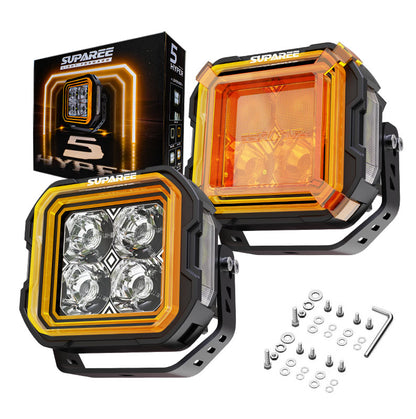Suparee Hyper 5" LED Pod Lights w/ A-Pillar Brackets