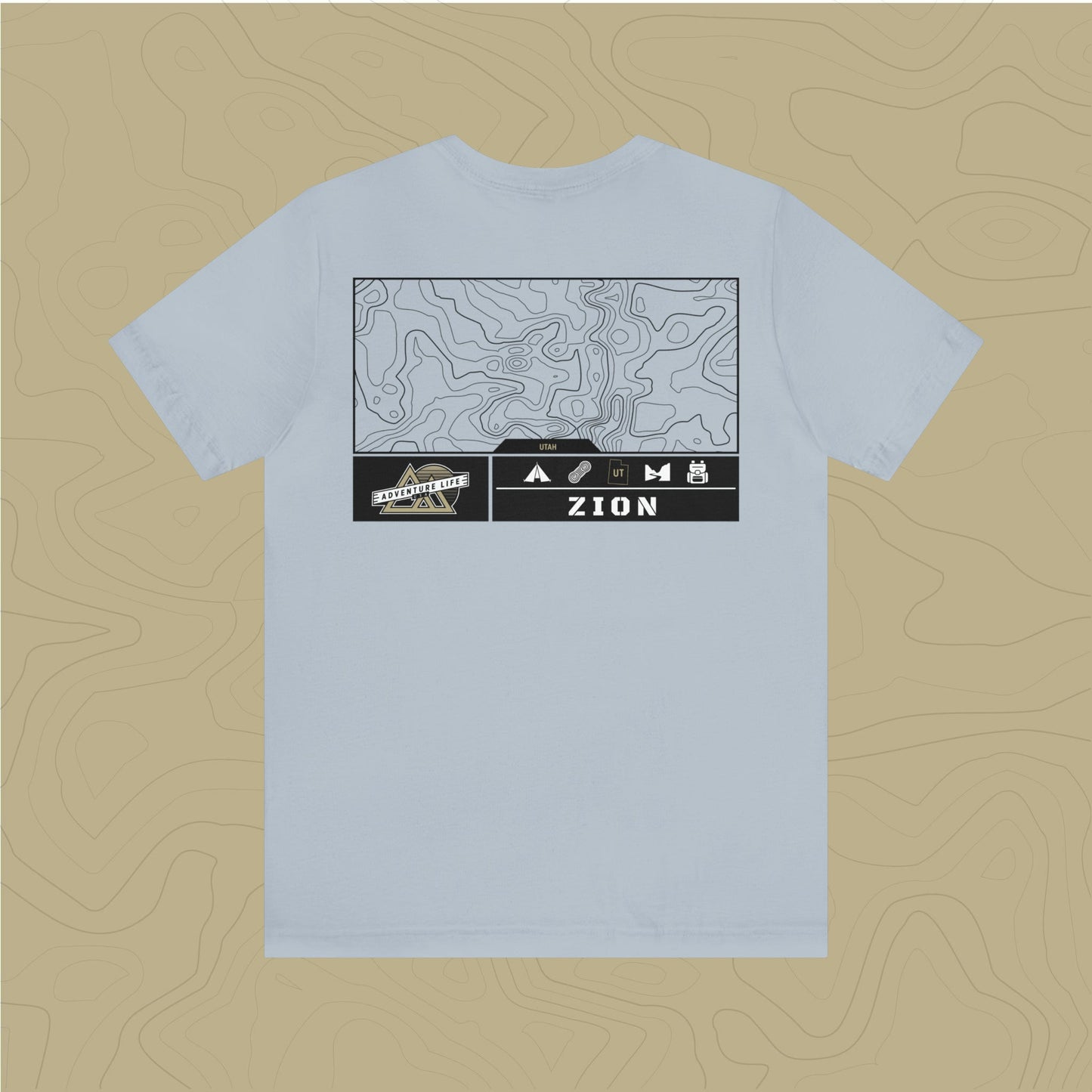 Zion National Park - Adventure Life Trail Topographic Garment Dyed Tee