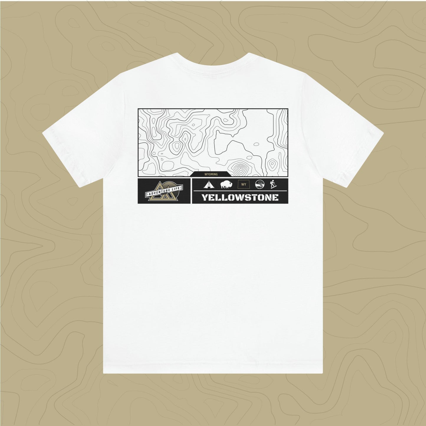 Yellowstone National Park - Adventure Life Trail Topographic Garment Dyed Tee