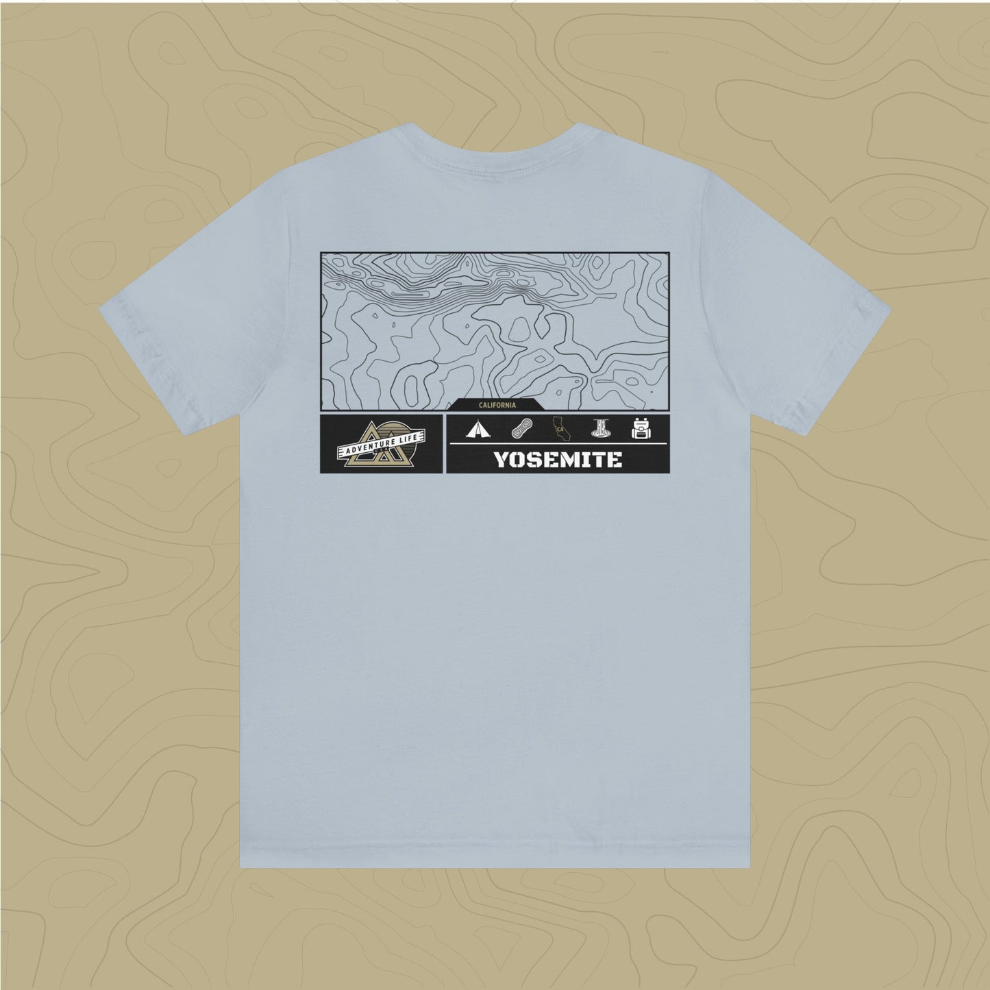Yosemite National Park - Adventure Life Trail Topographic Garment Dyed Tee