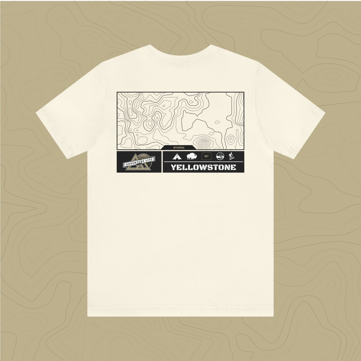 Yellowstone National Park - Adventure Life Trail Topographic Garment Dyed Tee