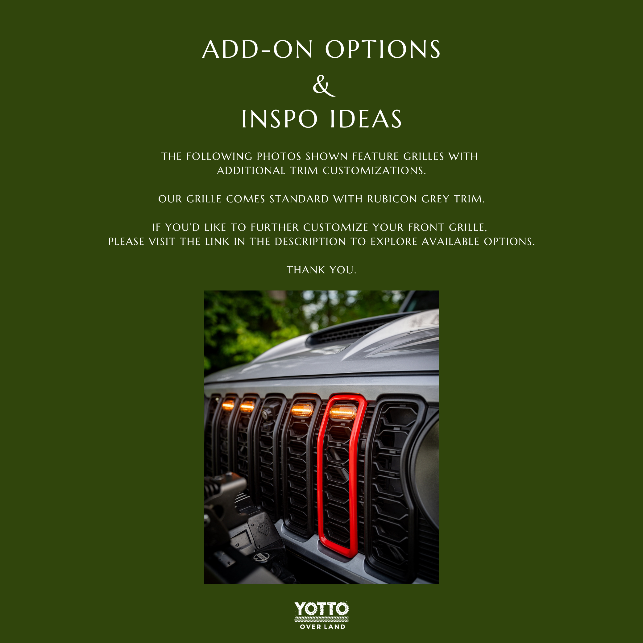 Custom Painted Front Grille – Refreshed Style fits Wrangler JL/ GladiatorJT