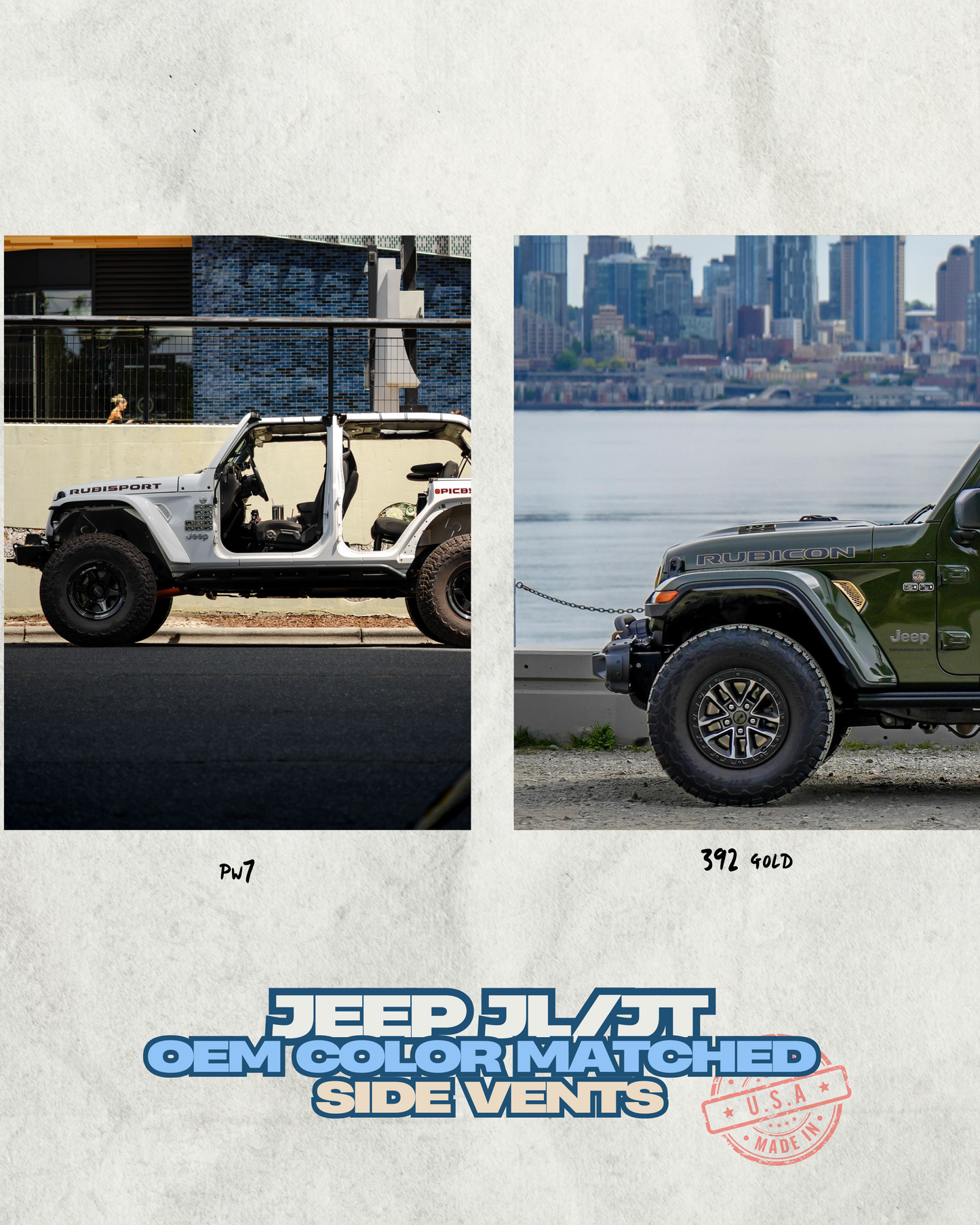 Side Vents Color Matched for Jeep JL JT Rubicon