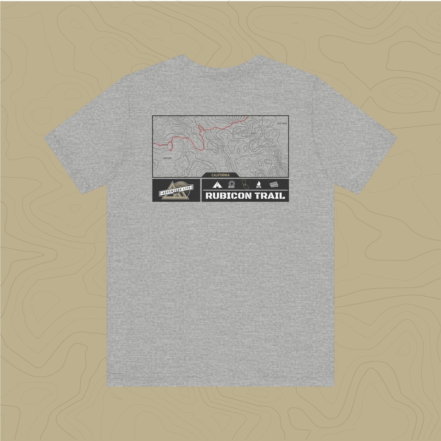 Rubicon Trail - Adventure Life Trail Topographic Garment Dyed Tee