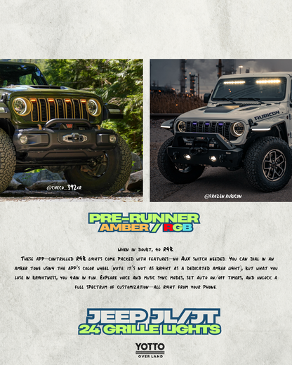 Prerunner Amber/RGB Grille Lights for 24-25 JL JT Grille