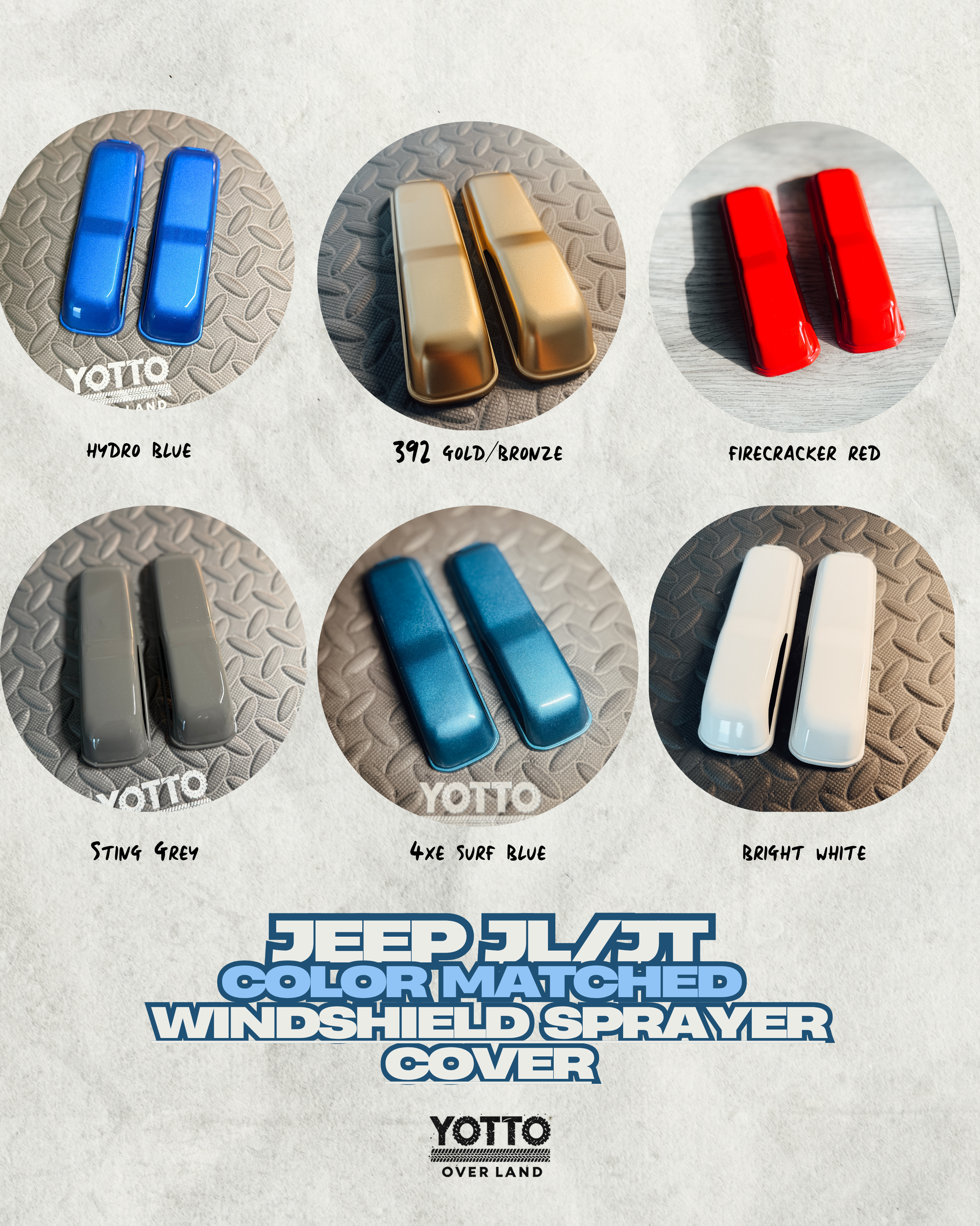 Hood Bumper Cover Color Matched Set of 2 Fits Jeep Wrangler JL Gladiator JT