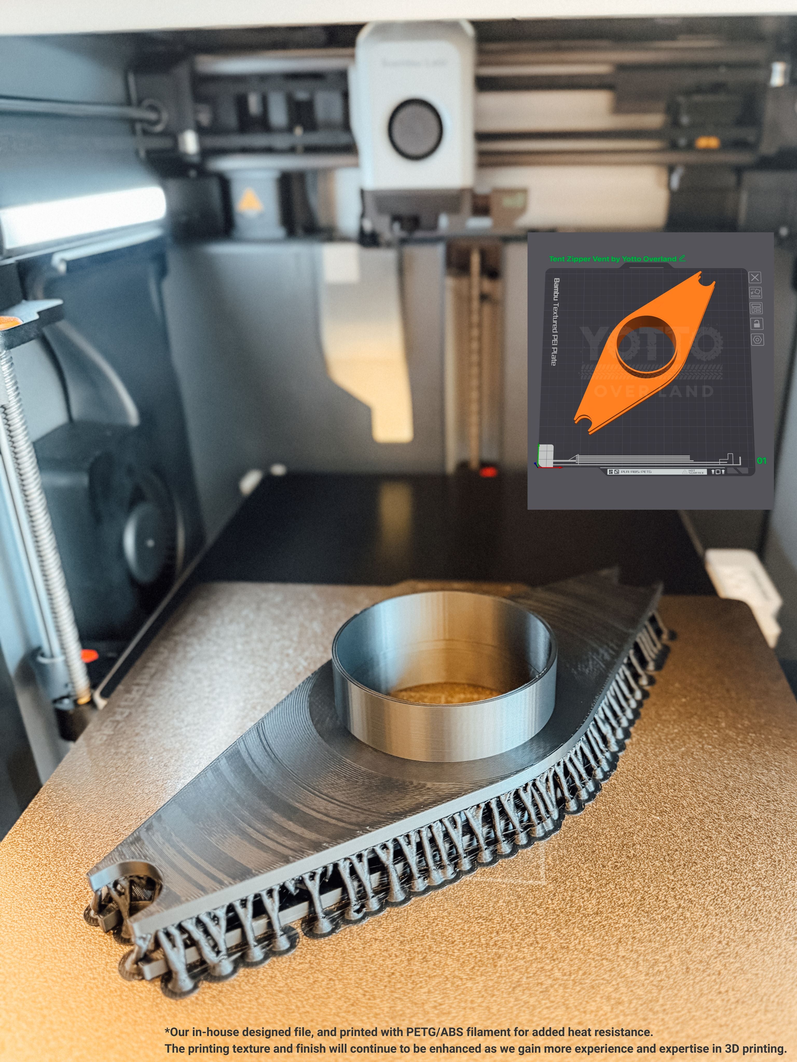 Tent Zipper Vent Adapter for Diesel Heater/AC (2” & 3”) – ABS Printed *Free Shipping