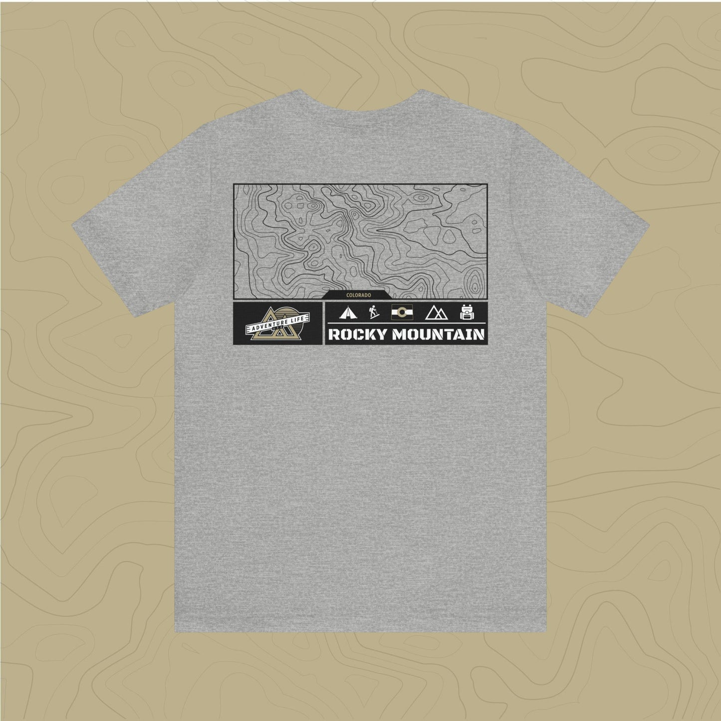 Rocky Mountain National Park - Adventure Life Trail Topographic Garment Dyed Tee