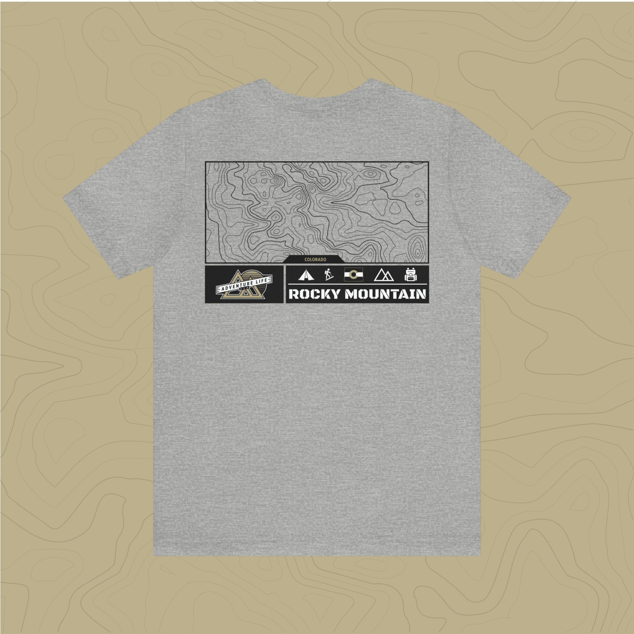 Rocky Mountain National Park - Adventure Life Trail Topographic Garment Dyed Tee