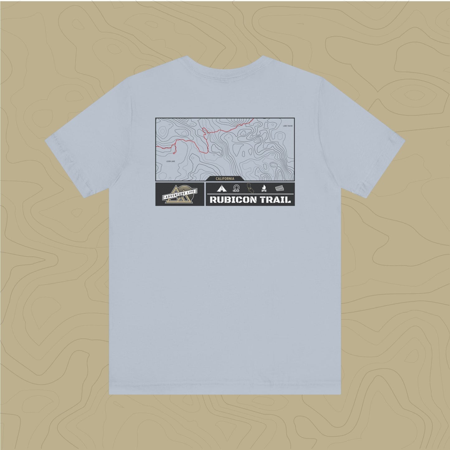 Rubicon Trail - Adventure Life Trail Topographic Garment Dyed Tee