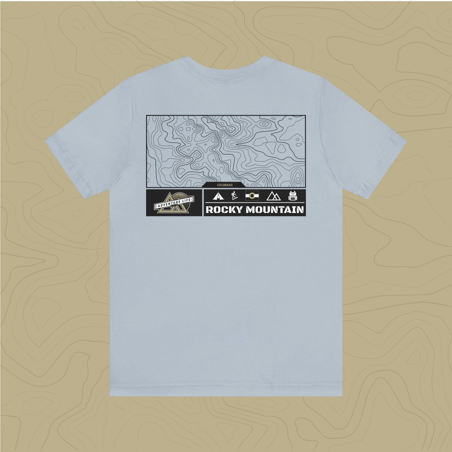 Rocky Mountain National Park - Adventure Life Trail Topographic Garment Dyed Tee