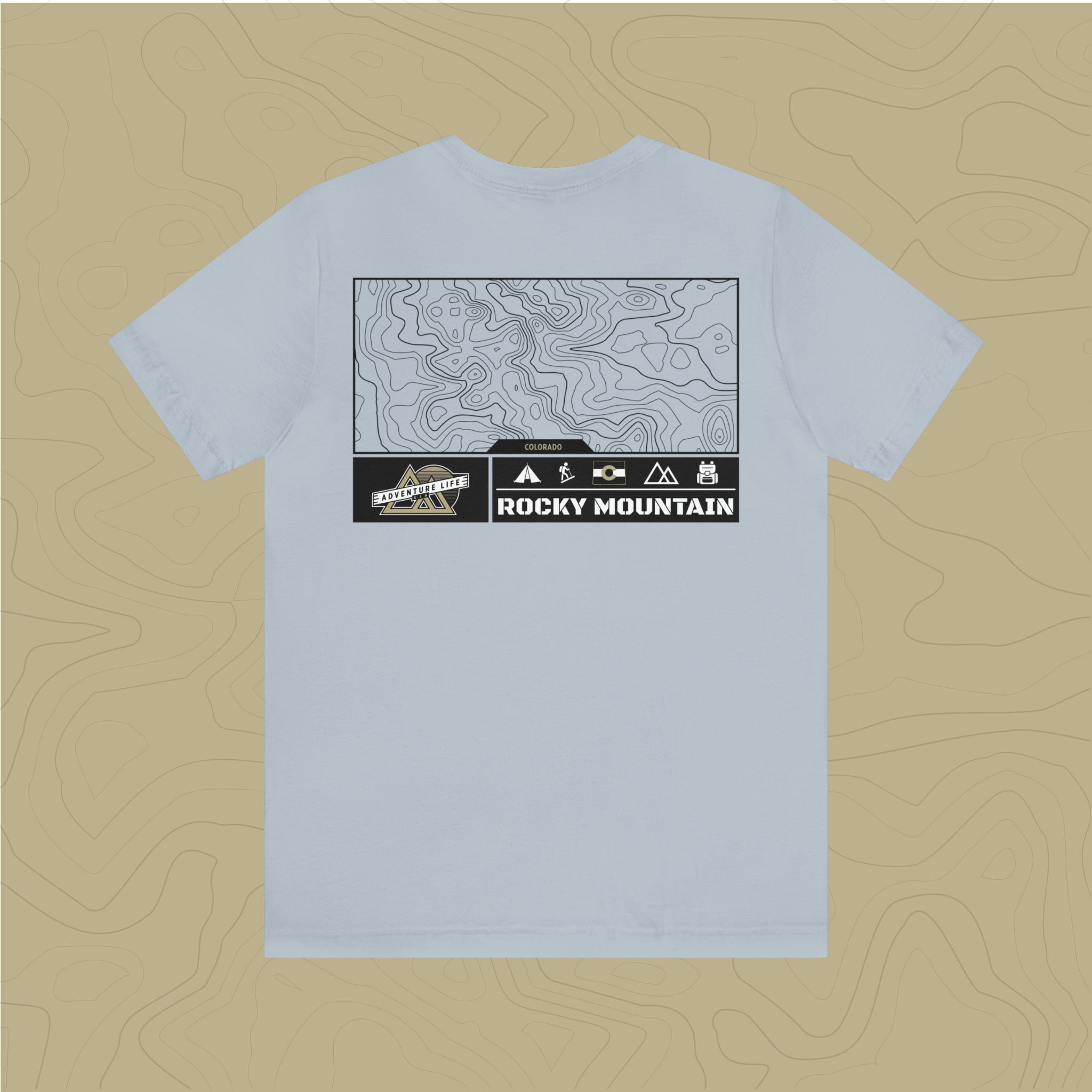 Rocky Mountain National Park - Adventure Life Trail Topographic Garment Dyed Tee