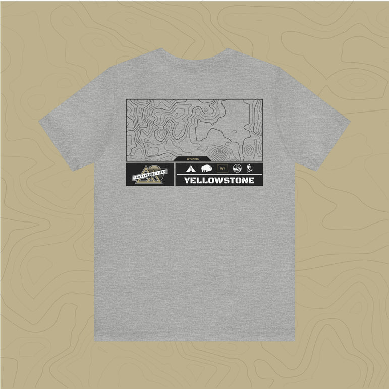 Yellowstone National Park - Adventure Life Trail Topographic Garment Dyed Tee