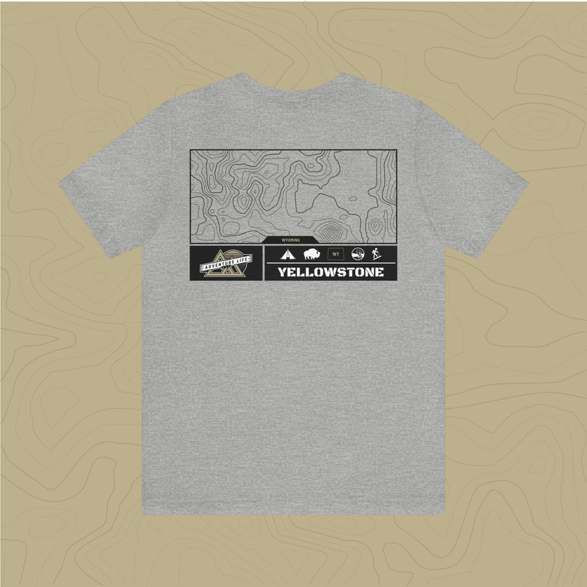 Yellowstone National Park - Adventure Life Trail Topographic Garment Dyed Tee