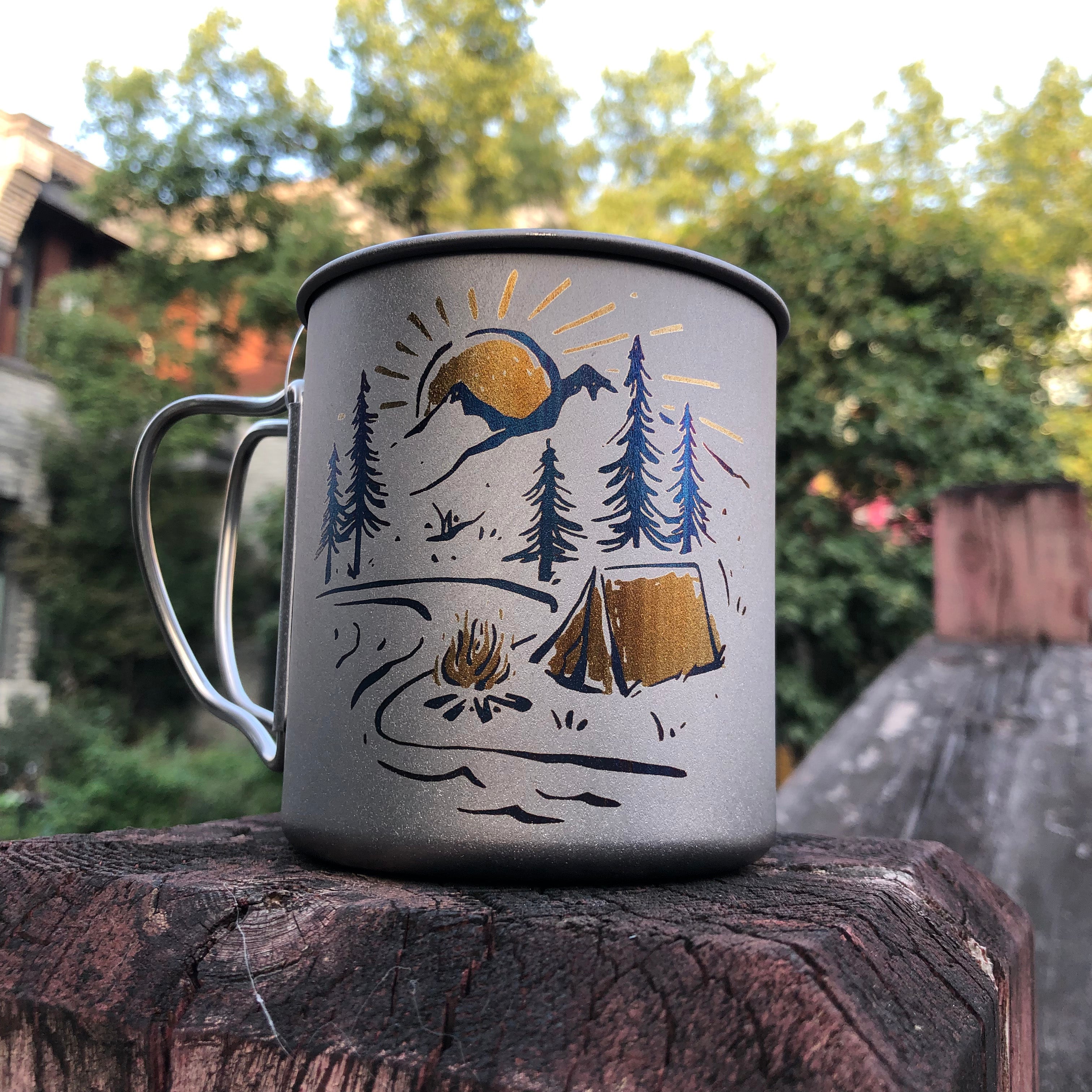 Snow Peak Ti Cup Engraved & Anodized Art Handcrafted