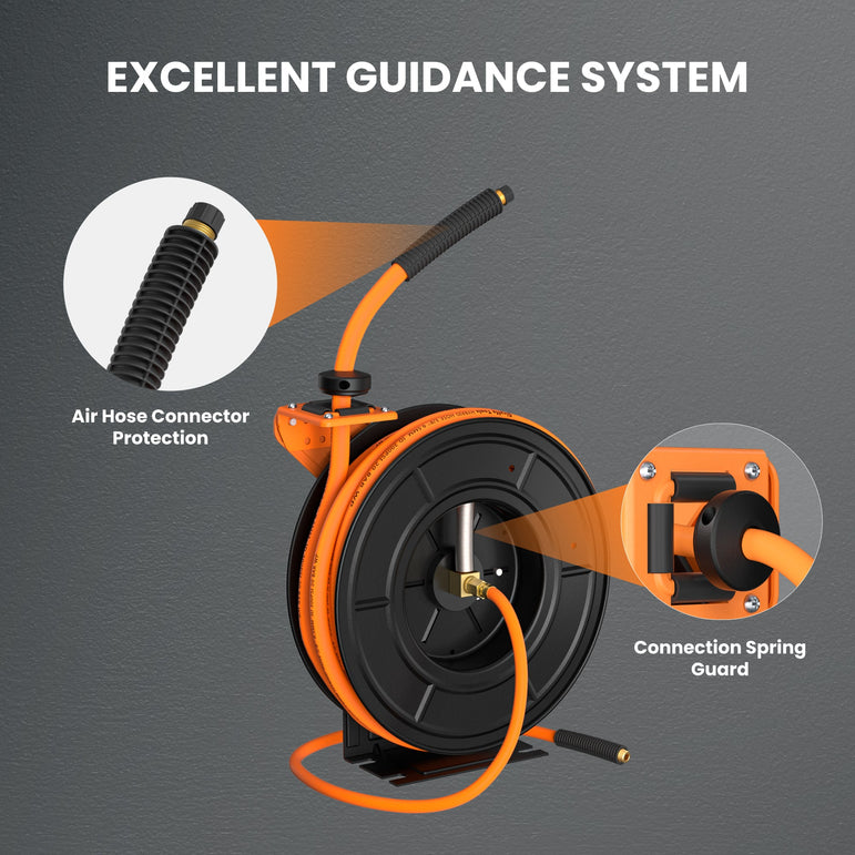 Retractable Air Hose Reel-Alloy Steel Reel-3/8in 25ft-50ft