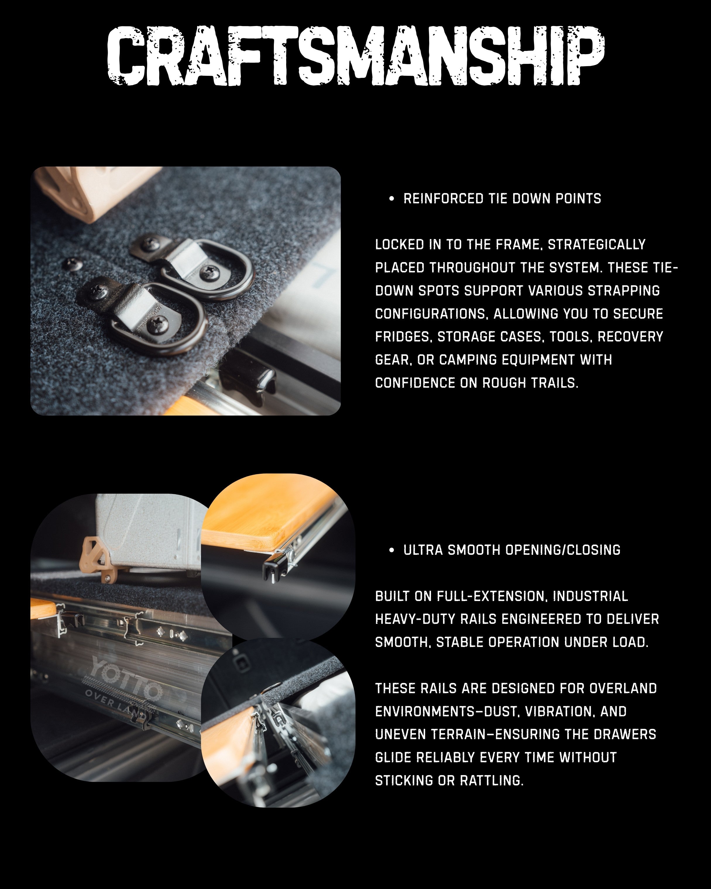 Tough Aluminum Drawer System for Jeep Wrangler JL w/ Slide-Out Bamboo Table & Fridge Mount