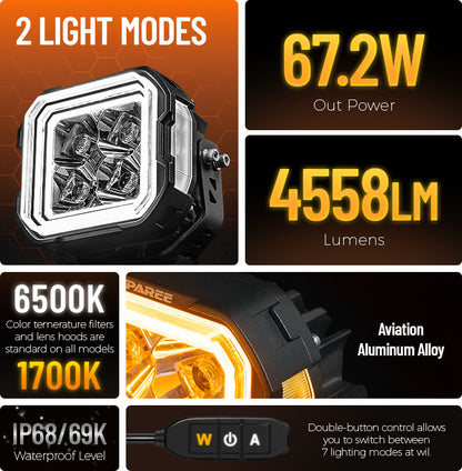 Suparee Hyper 5" LED Pod Lights w/ A-Pillar Brackets