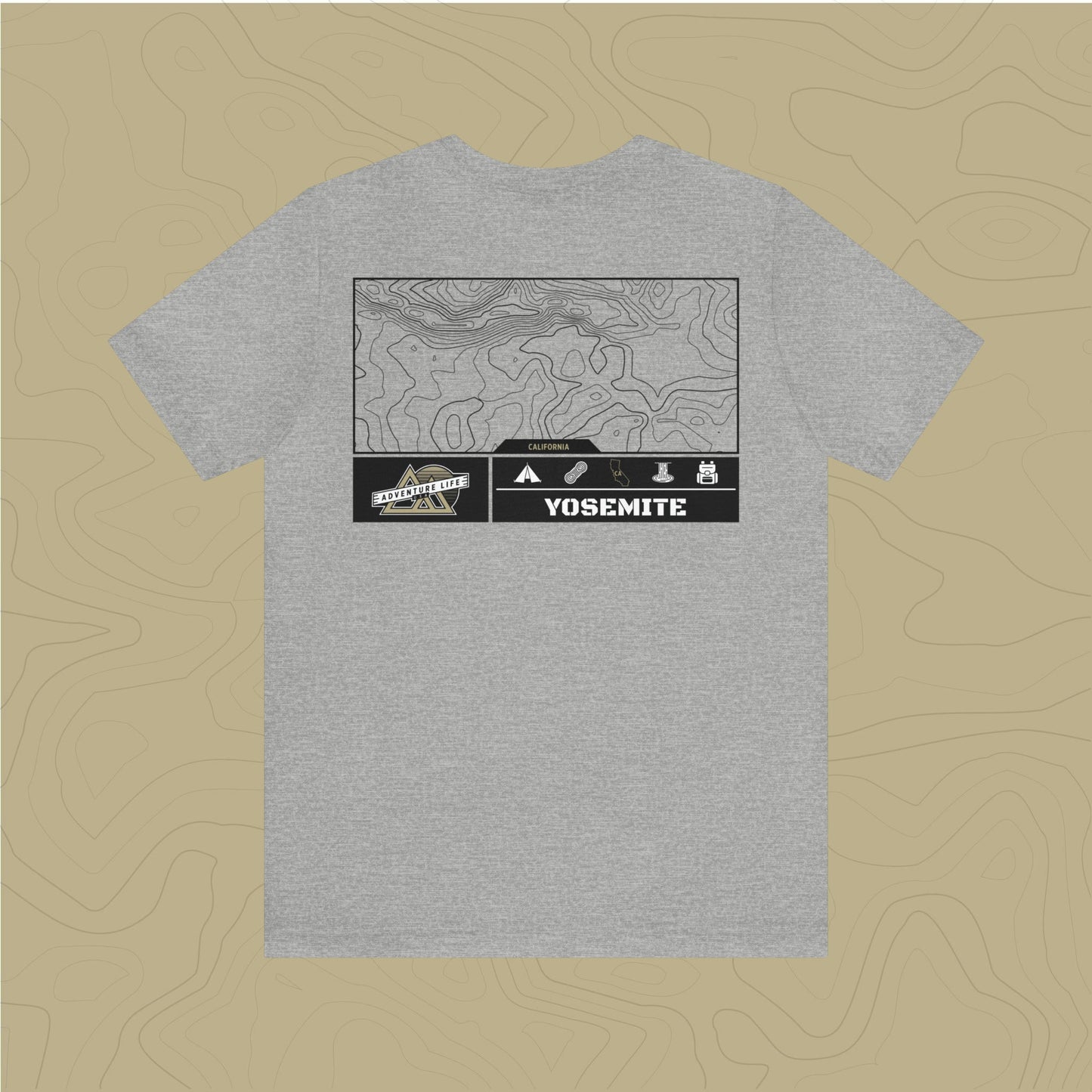 Yosemite National Park - Adventure Life Trail Topographic Garment Dyed Tee