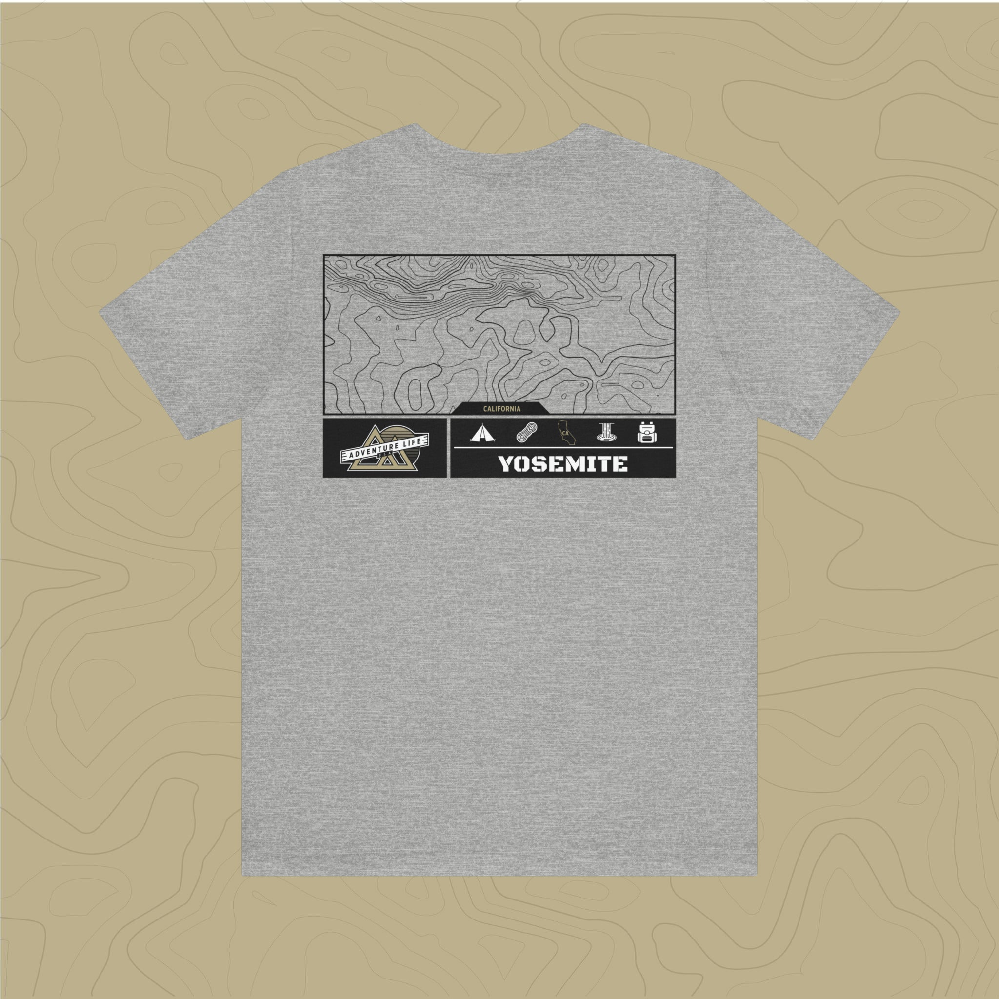Yosemite National Park - Adventure Life Trail Topographic Garment Dyed Tee