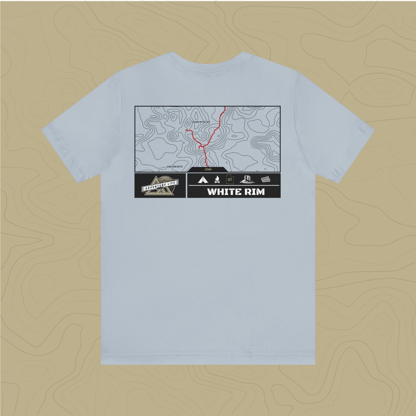 White Rim Trail - Adventure Life Trail Topographic Garment Dyed Tee