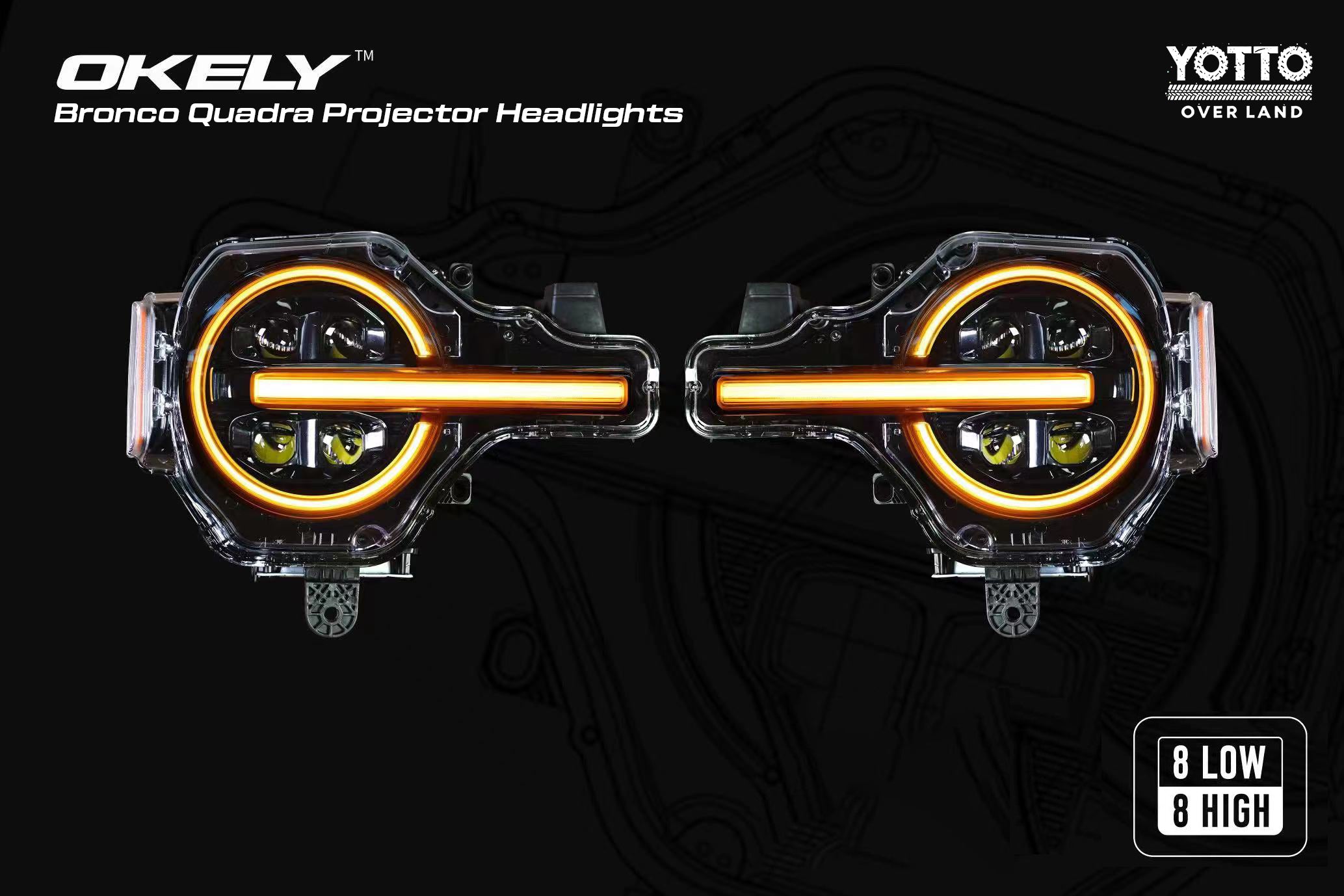 Okely - Bronco Quad Projector Dual Color Sequential Headlights