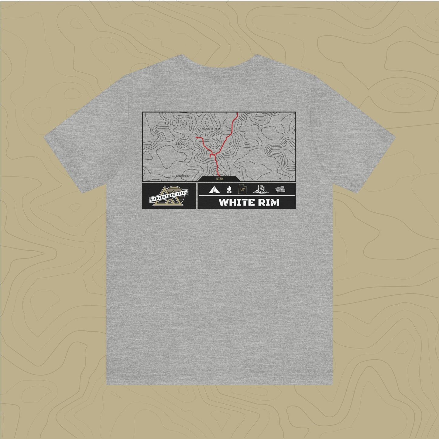 White Rim Trail - Adventure Life Trail Topographic Garment Dyed Tee