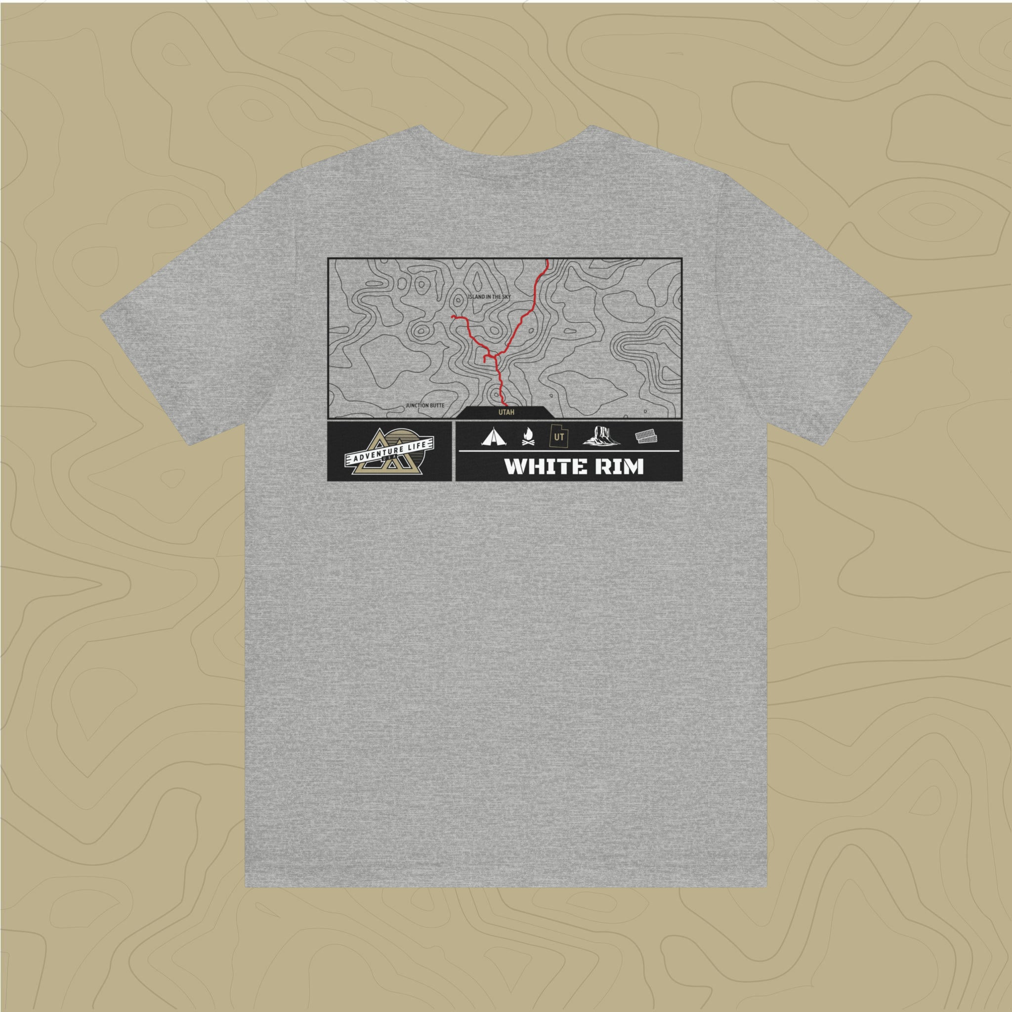White Rim Trail - Adventure Life Trail Topographic Garment Dyed Tee