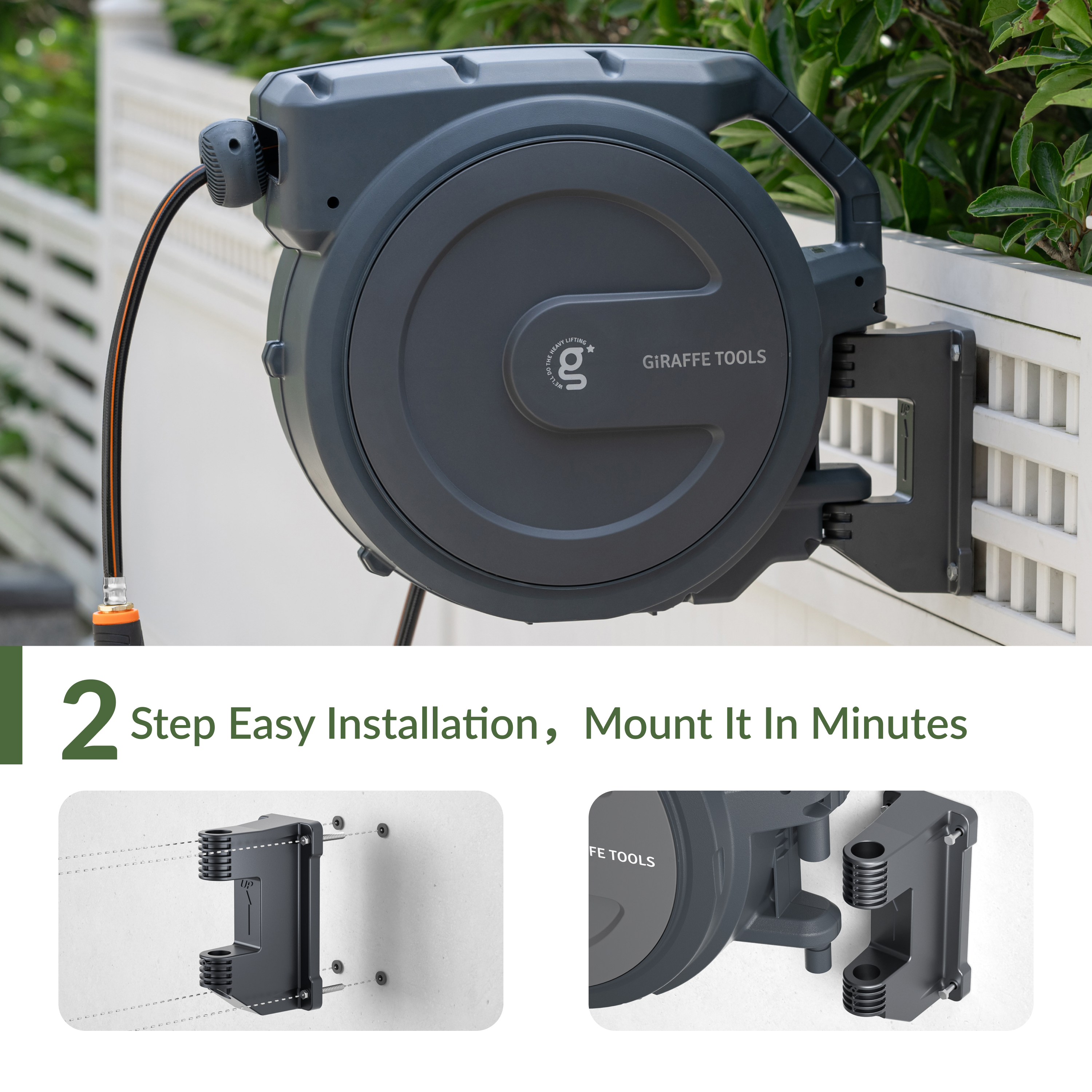 Retractable Garden Hose Reel 65ft-155ft