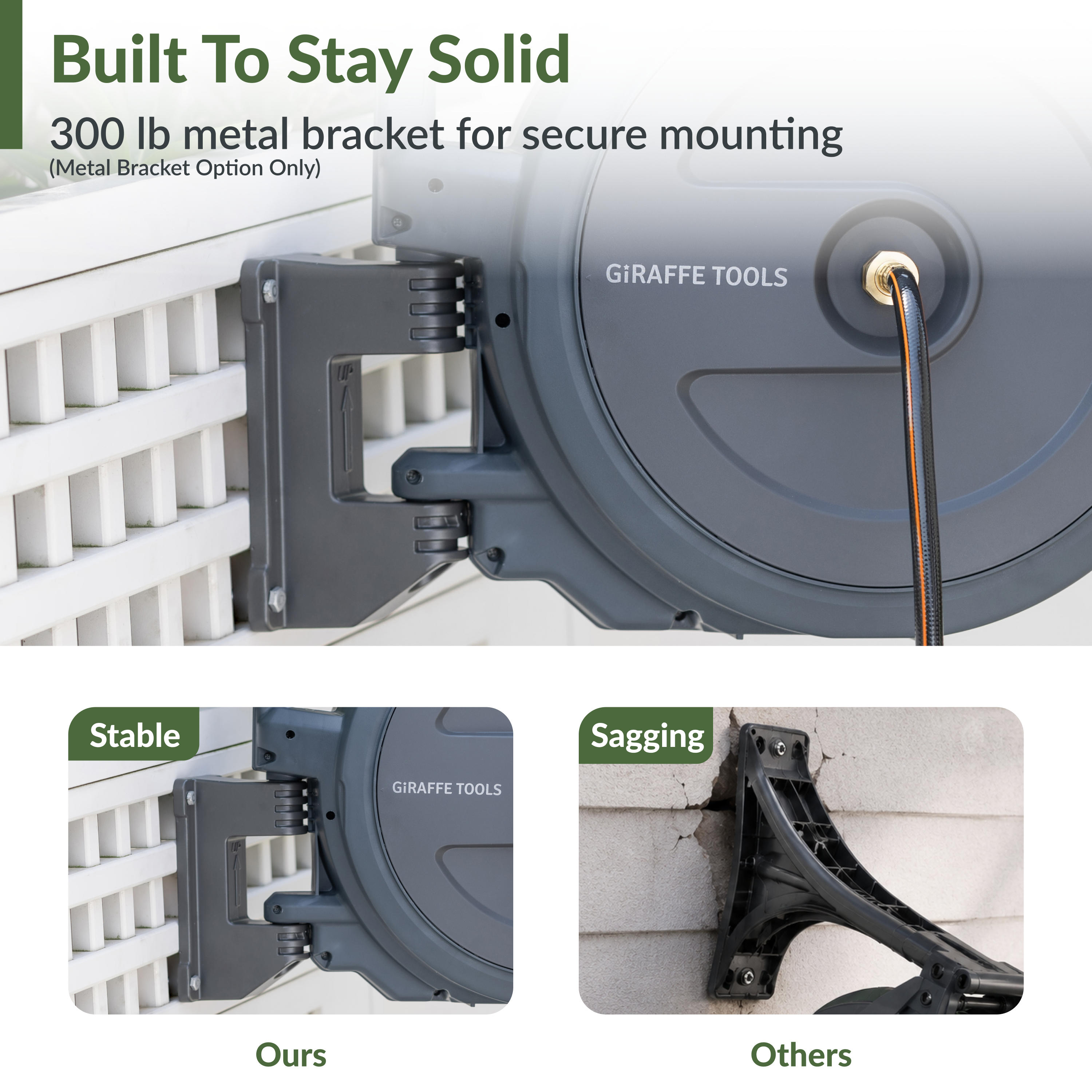 Retractable Garden Hose Reel 65ft-155ft