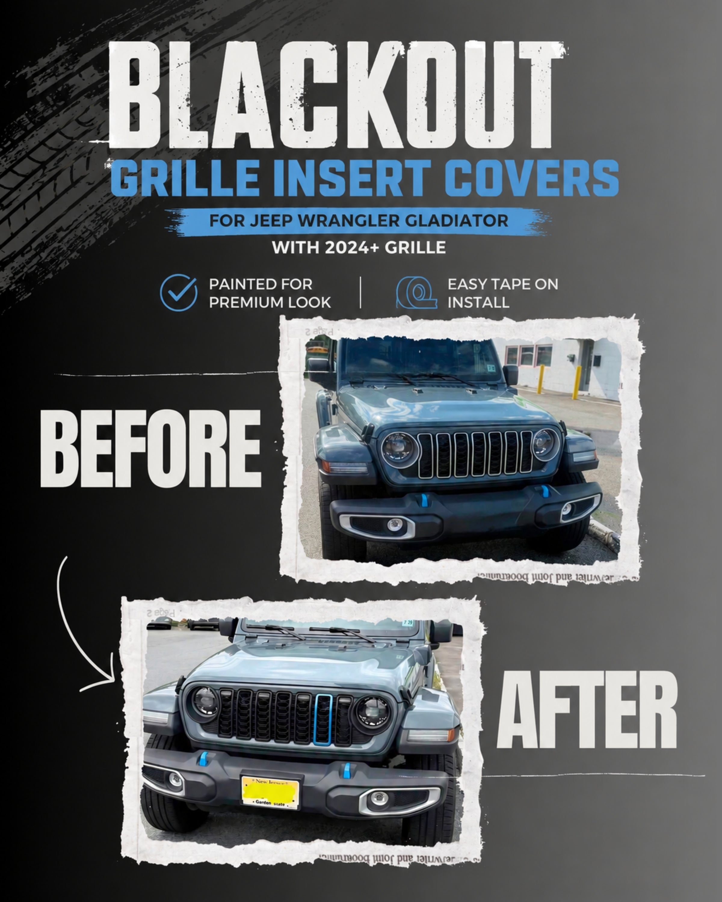 Blackout Insert Covers fits JL/JT 24+ Grille * Silver Delete