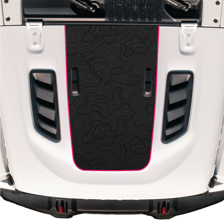 Hood Graphic for RUBICON | Black Topo - fits Wrangler JL & Gladiator JT