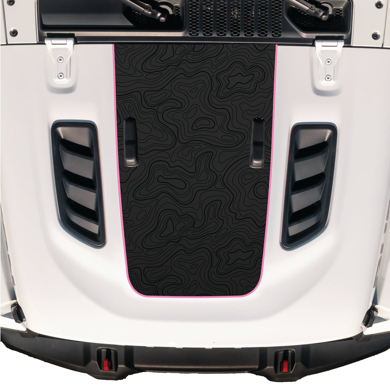 Hood Graphic for RUBICON | Black Topo - fits Wrangler JL & Gladiator JT