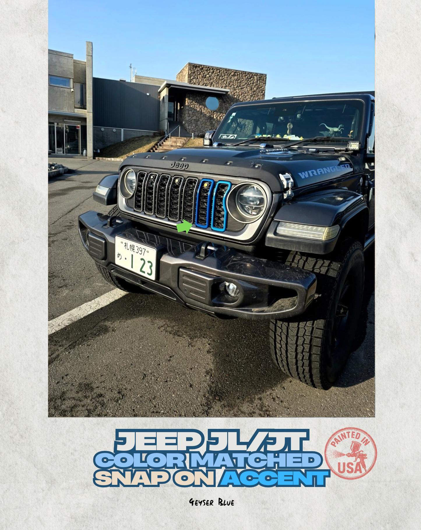 SALE: "Snap On" Accent Slot Cover for 24-25 Grille Wrangler JL JT Grille - Hydro Blue