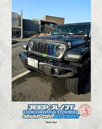 SALE: "Snap On" Accent Slot Cover for 24-25 Grille Wrangler JL JT Grille - Hydro Blue
