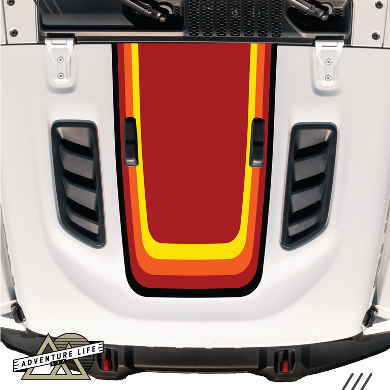 Retro Sunset Stripe Hood Graphic for RUBICON | Inspired by the Honcho – 4-Color Fade Edition