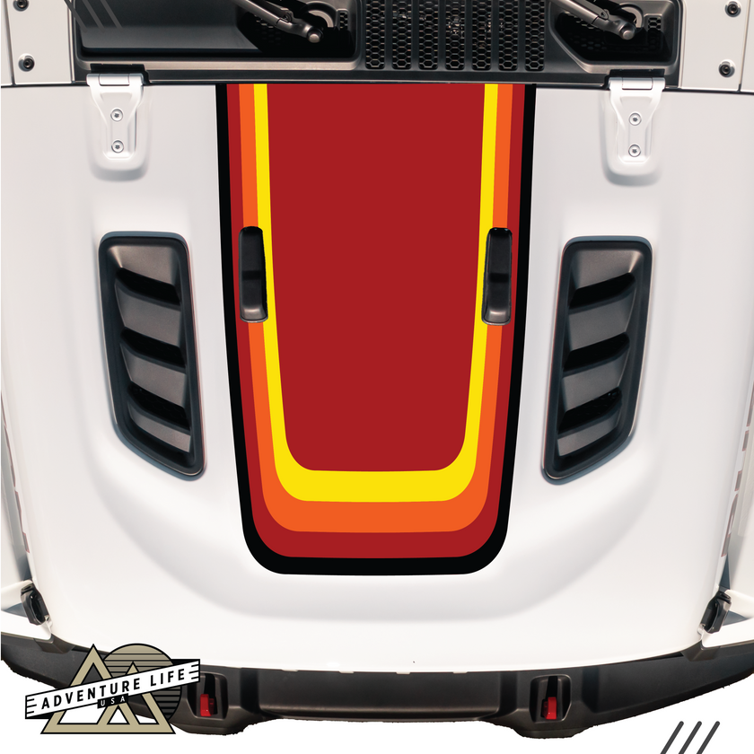 Retro Sunset Stripe Hood Graphic for RUBICON | Inspired by the Honcho – 4-Color Fade Edition