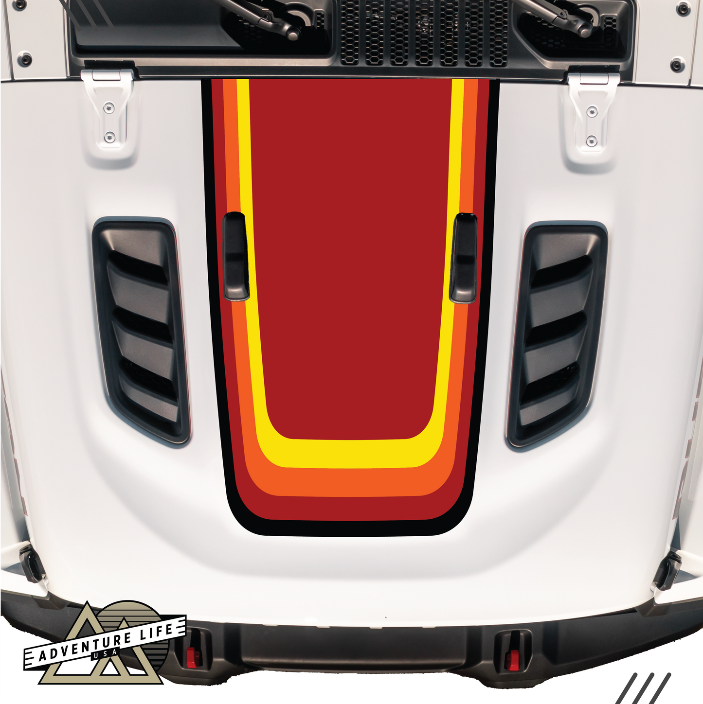 Retro Sunset Stripe Hood Graphic for RUBICON | Inspired by the Honcho – 4-Color Fade Edition