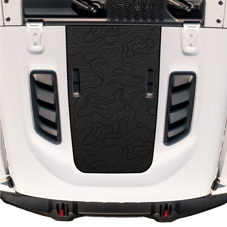 Hood Graphic for RUBICON | Black Topo - fits Wrangler JL & Gladiator JT