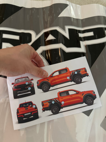 Ranger Raptor PPF Full Body Decal Set Fits 23-25