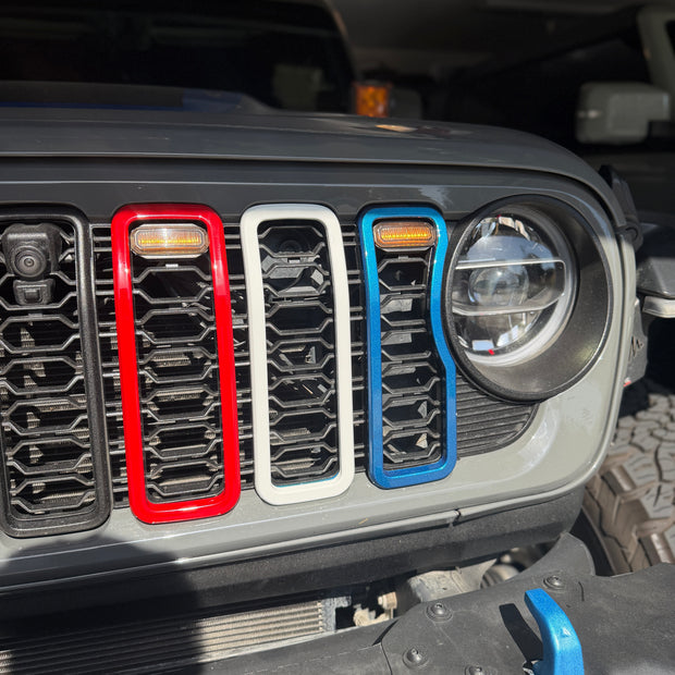 🇺🇸Red White Blue Snap-On Grille Covers for 2024+ Jeep JL/JT Refreshed Grille