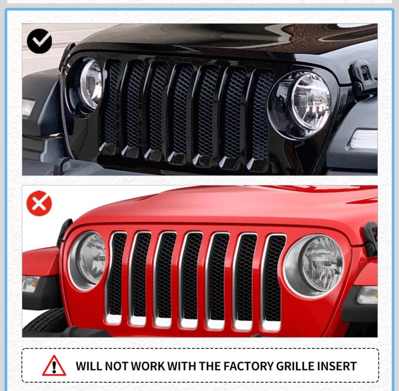 Grille Inserts Color Matched for 18-23 Wrangler JL Gladiator JT