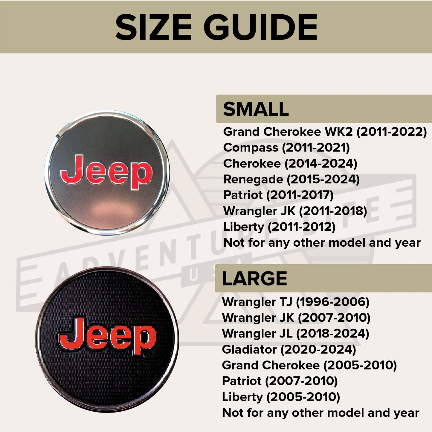 JEEP Steering Wheel Emblem Overlay Decal — 30+ Colors & Designs (Flag, Topo, Animal, Solid)