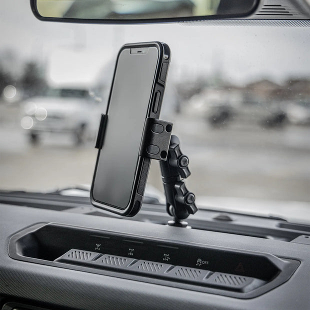 LINK™ Qi2/MagSafe Charging and Cooling Phone Mount | Accessory Ready Dash and Grab Handle Compatible | 2021+ Ford Bronco | 3.5" Arm