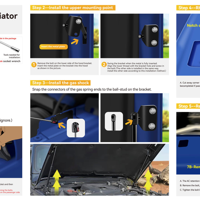 Beefy Hydraulic Hood QuickLift for JL & JT